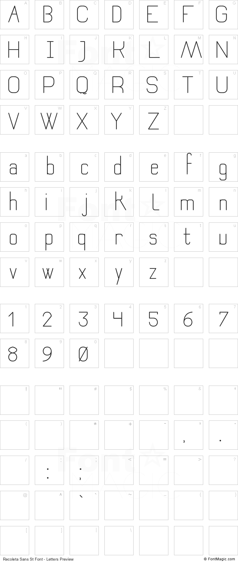 Recoleta Sans St Font - All Latters Preview Chart