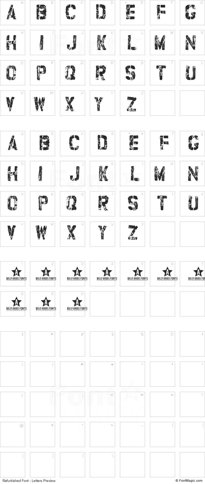Refurbished Font - All Latters Preview Chart