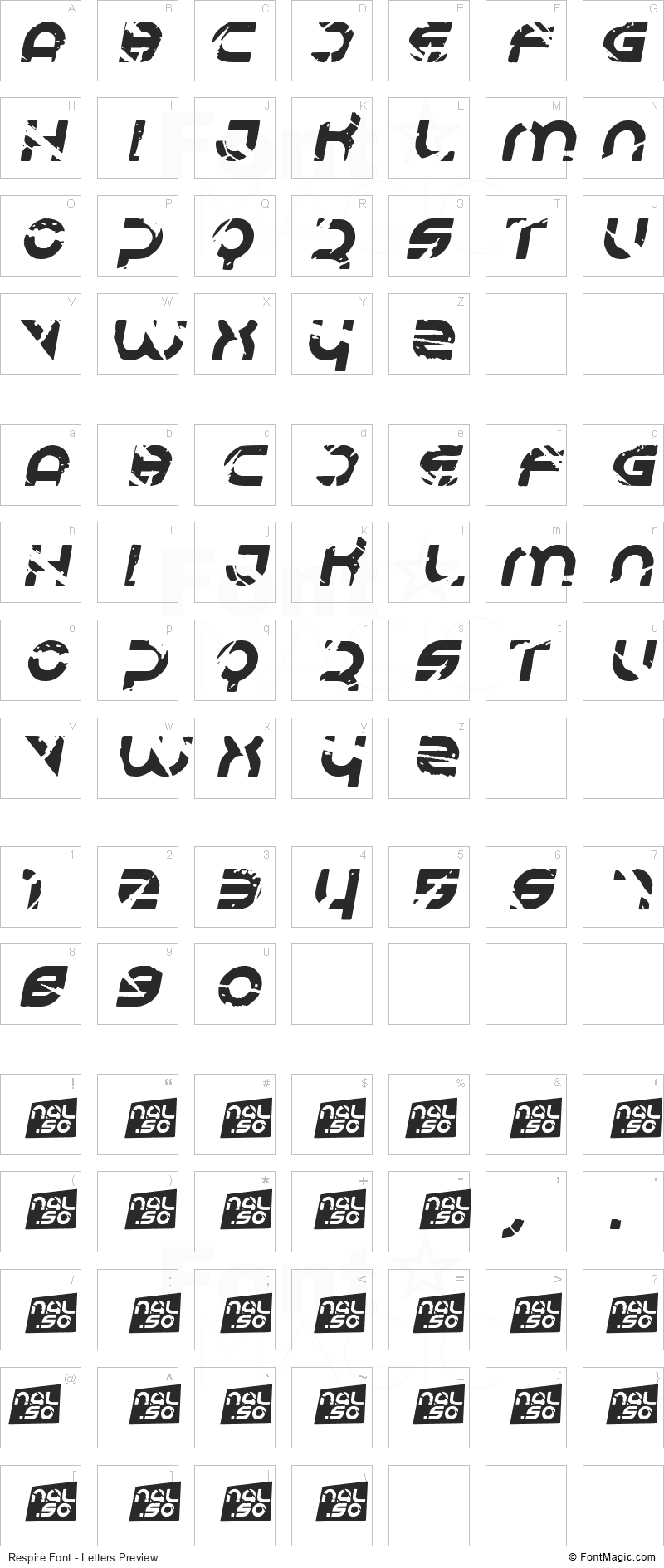 Respire Font - All Latters Preview Chart
