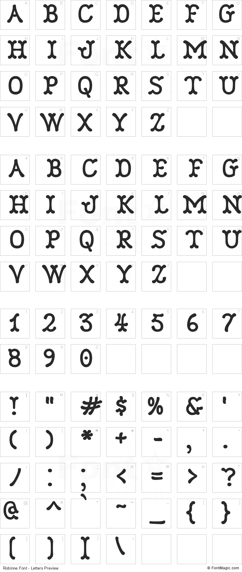 Robinne Font - All Latters Preview Chart