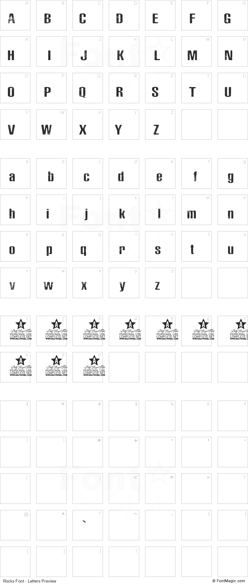 Rocks Font - All Latters Preview Chart