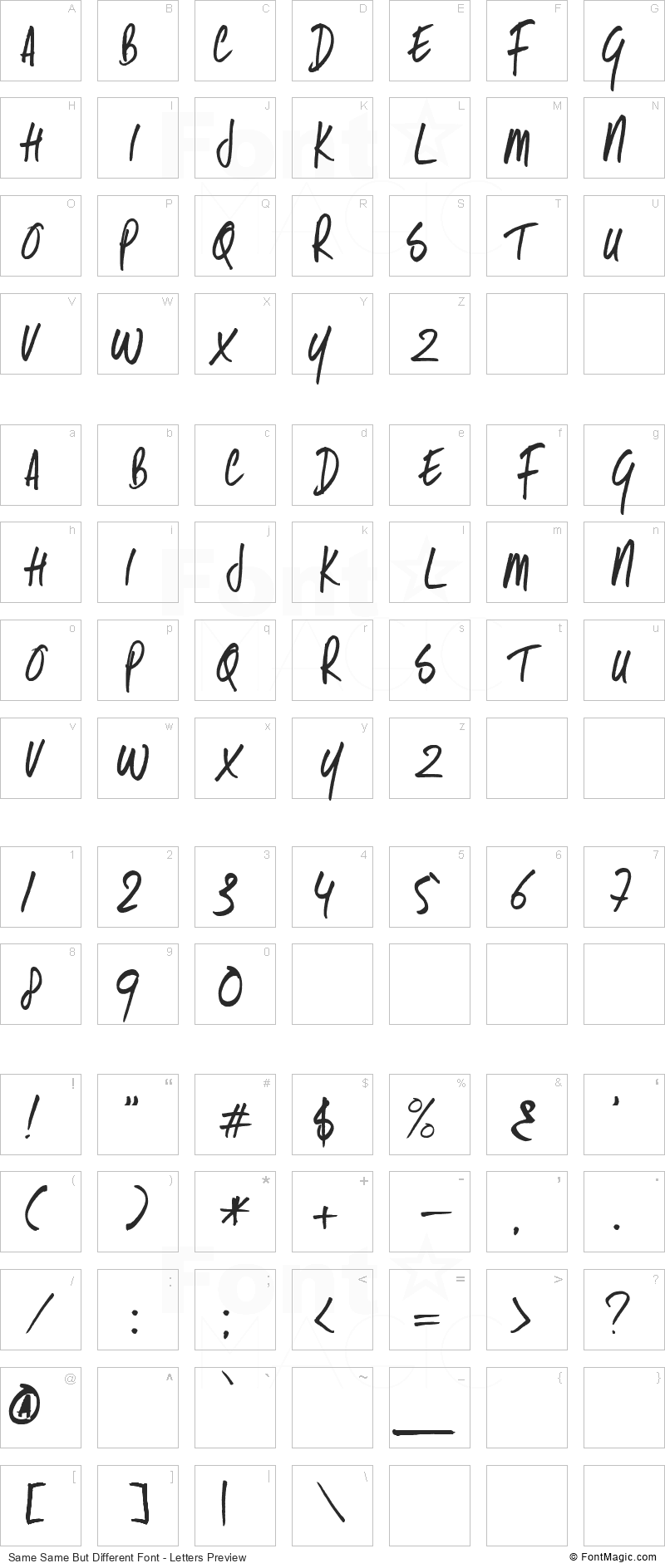 Same Same But Different Font - All Latters Preview Chart