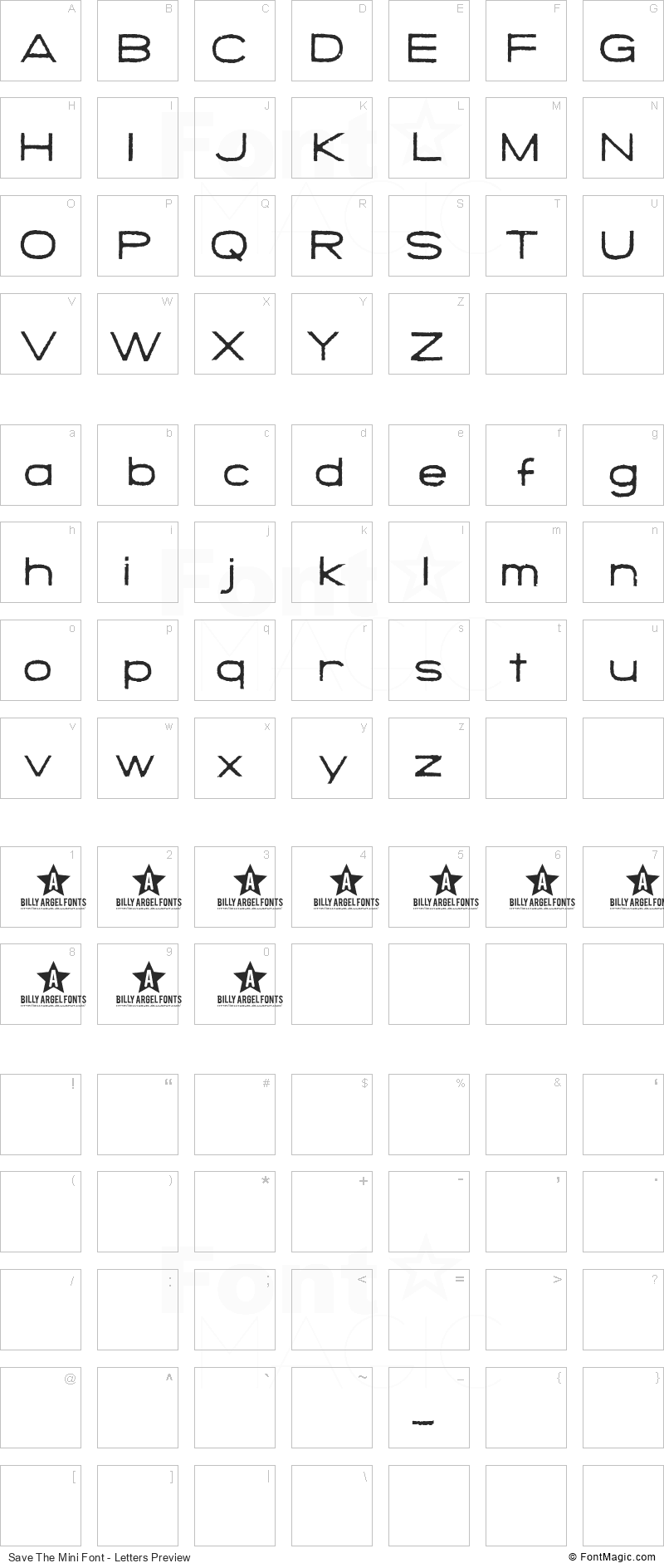 Save The Mini Font - All Latters Preview Chart