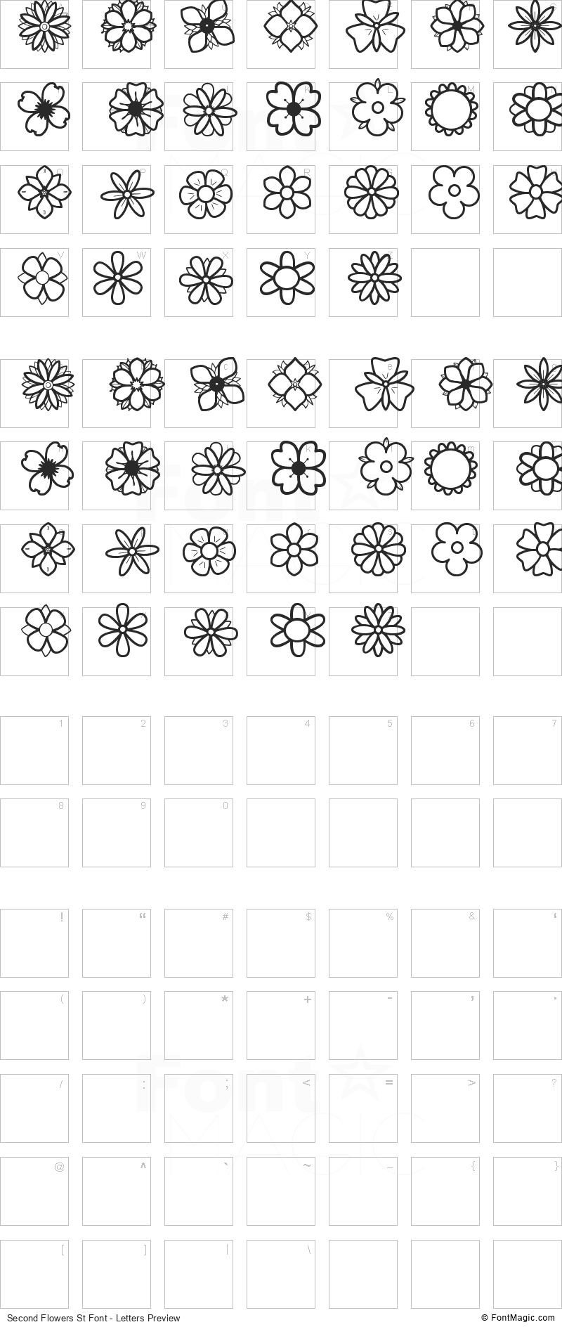Second Flowers St Font - All Latters Preview Chart