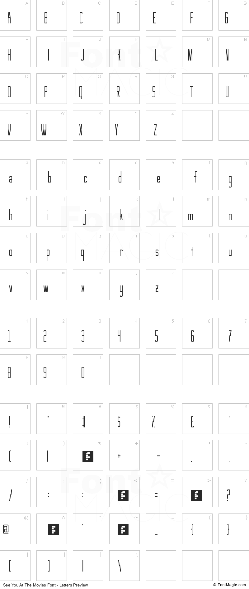 See You At The Movies Font - All Latters Preview Chart