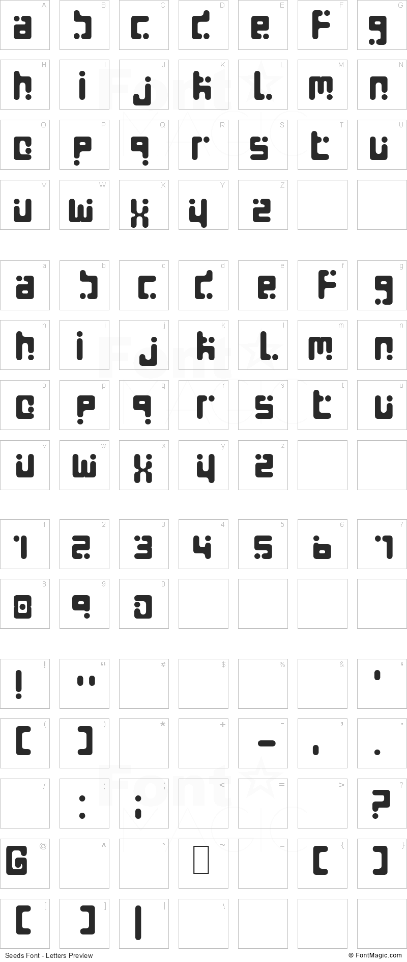 Seeds Font - All Latters Preview Chart