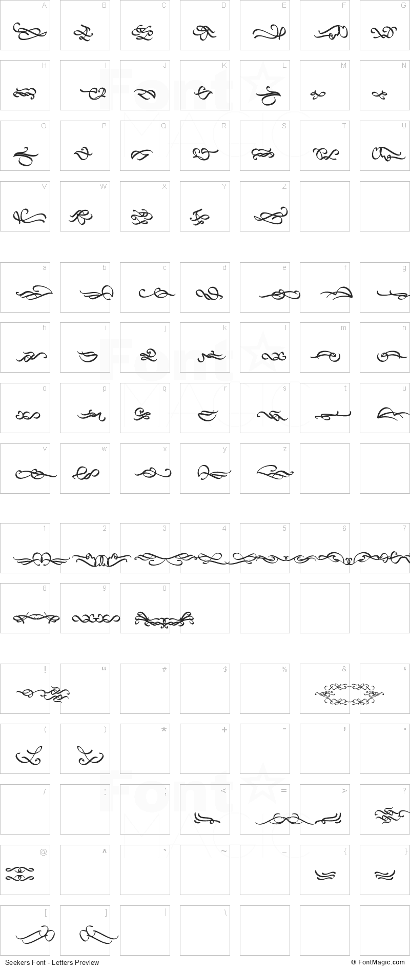 Seekers Font - All Latters Preview Chart