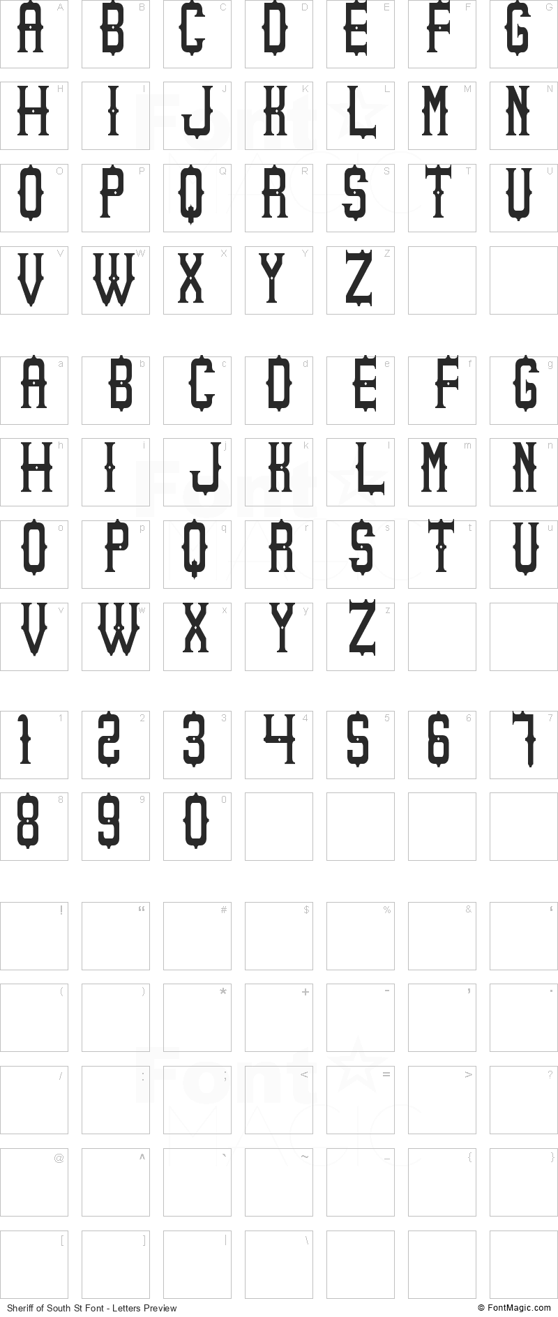 Sheriff of South St Font - All Latters Preview Chart