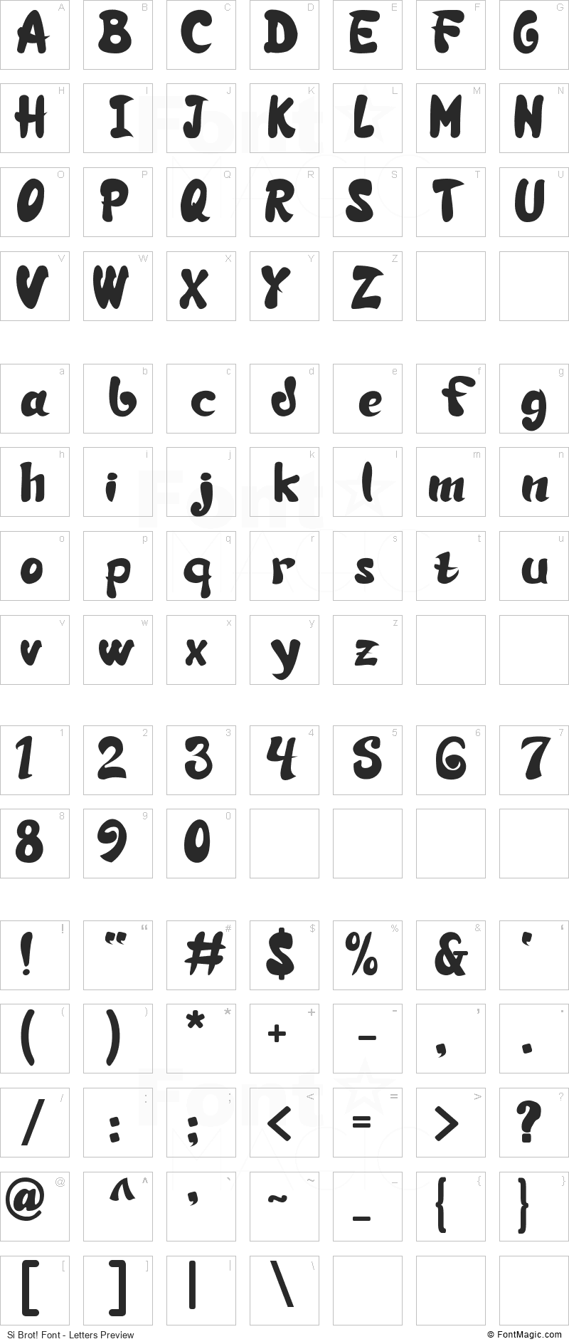 Si Brot! Font - All Latters Preview Chart
