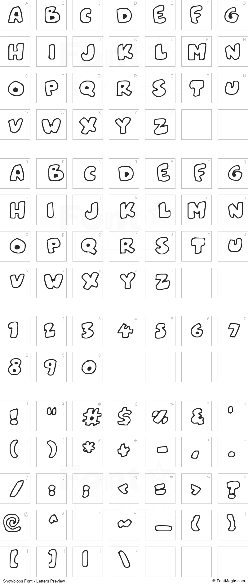 Snowblobs Font - All Latters Preview Chart