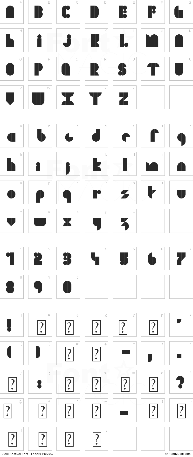 Soul Festival Font - All Latters Preview Chart