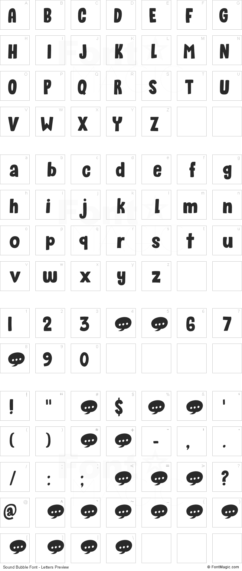 Sound Bubble Font - All Latters Preview Chart