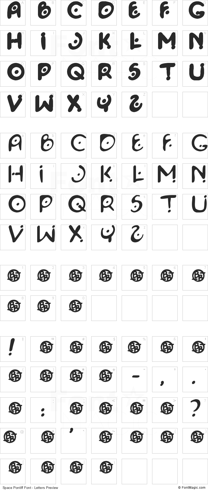 Space Pontiff Font - All Latters Preview Chart