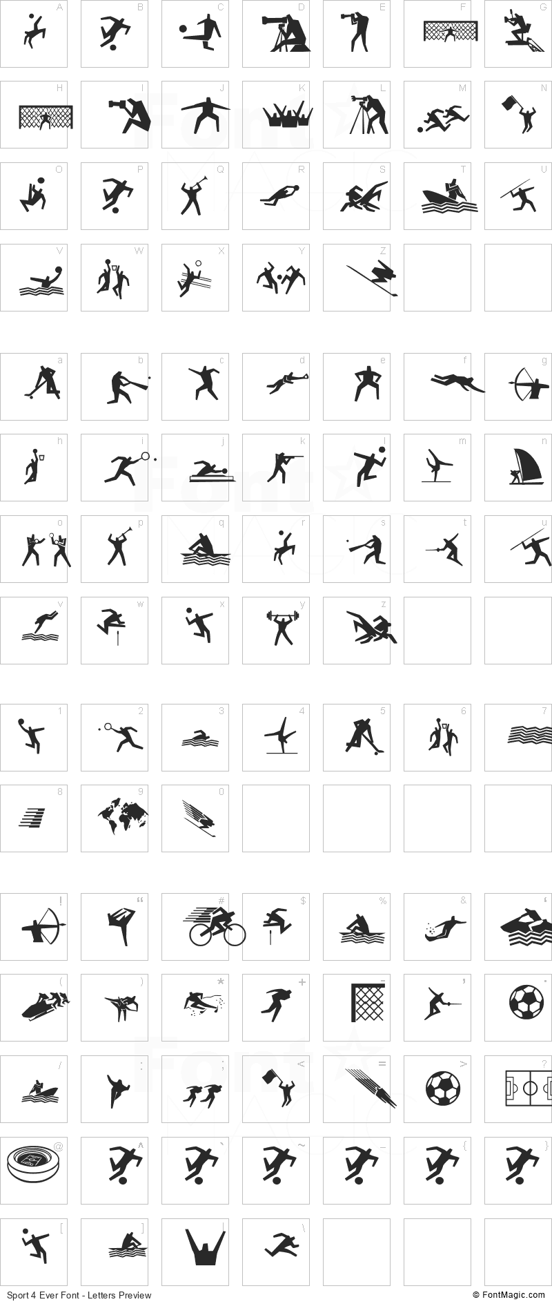 Sport 4 Ever Font - All Latters Preview Chart