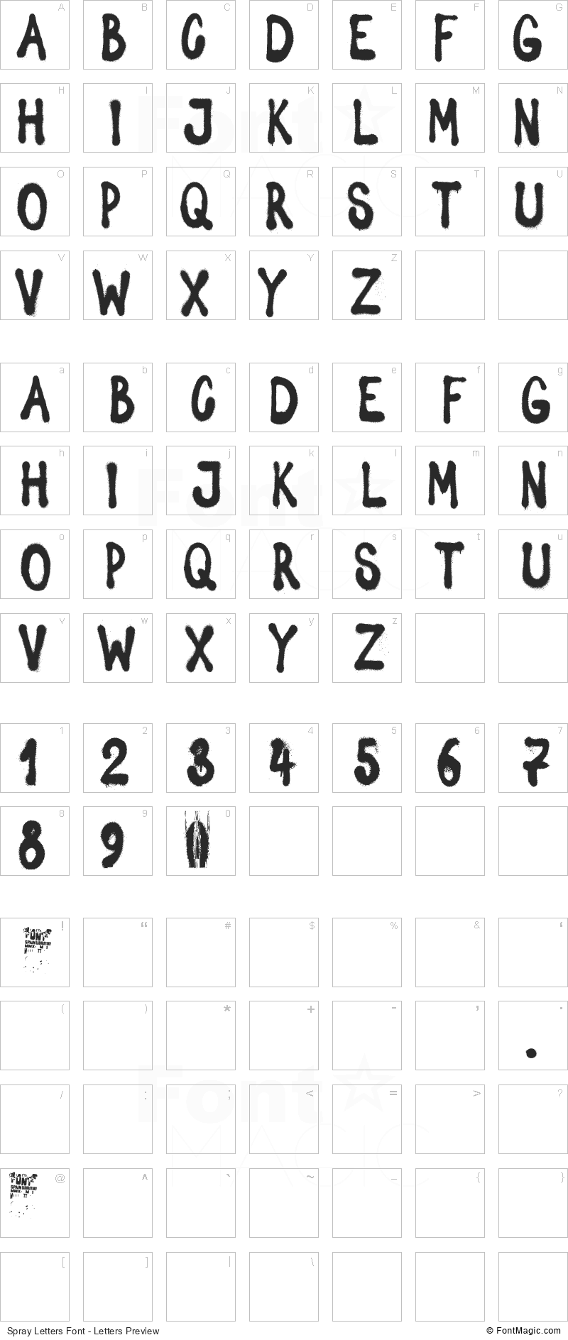Spray Letters Font - All Latters Preview Chart