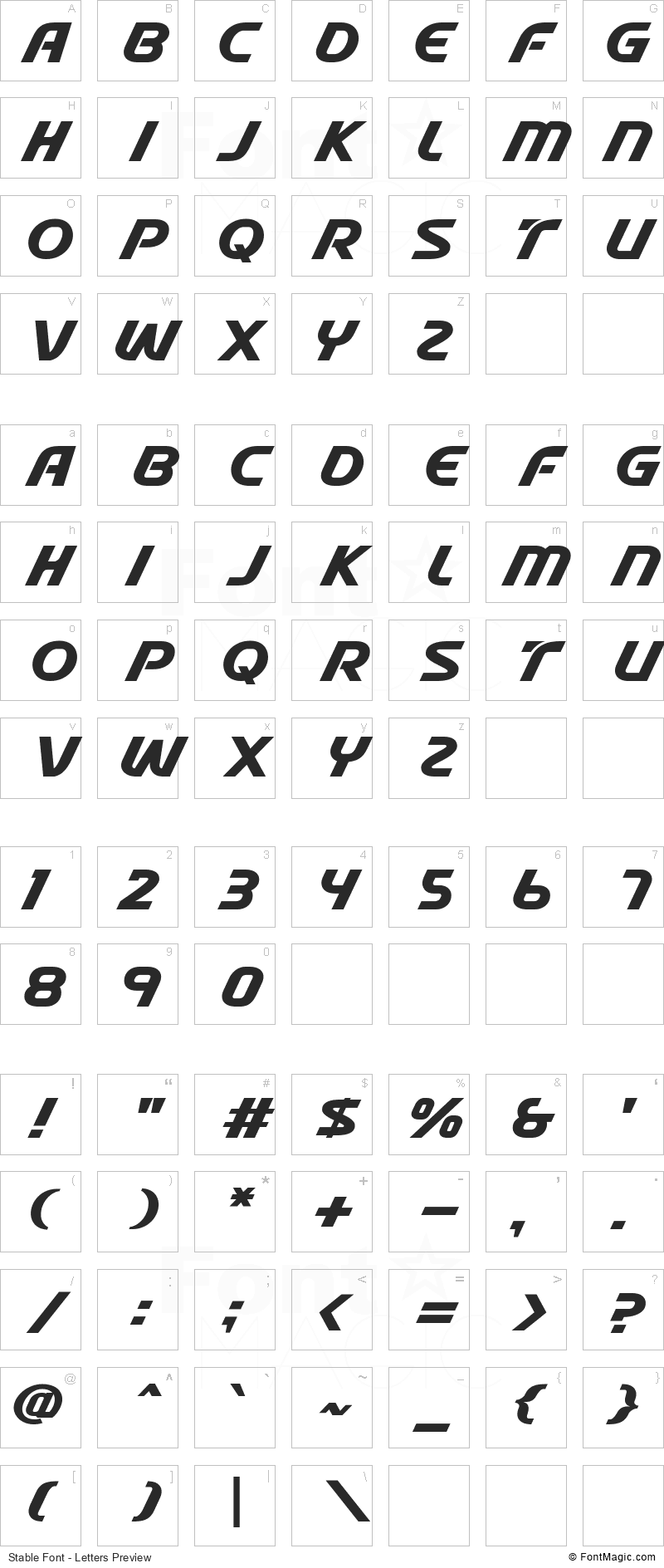 Stable Font - All Latters Preview Chart