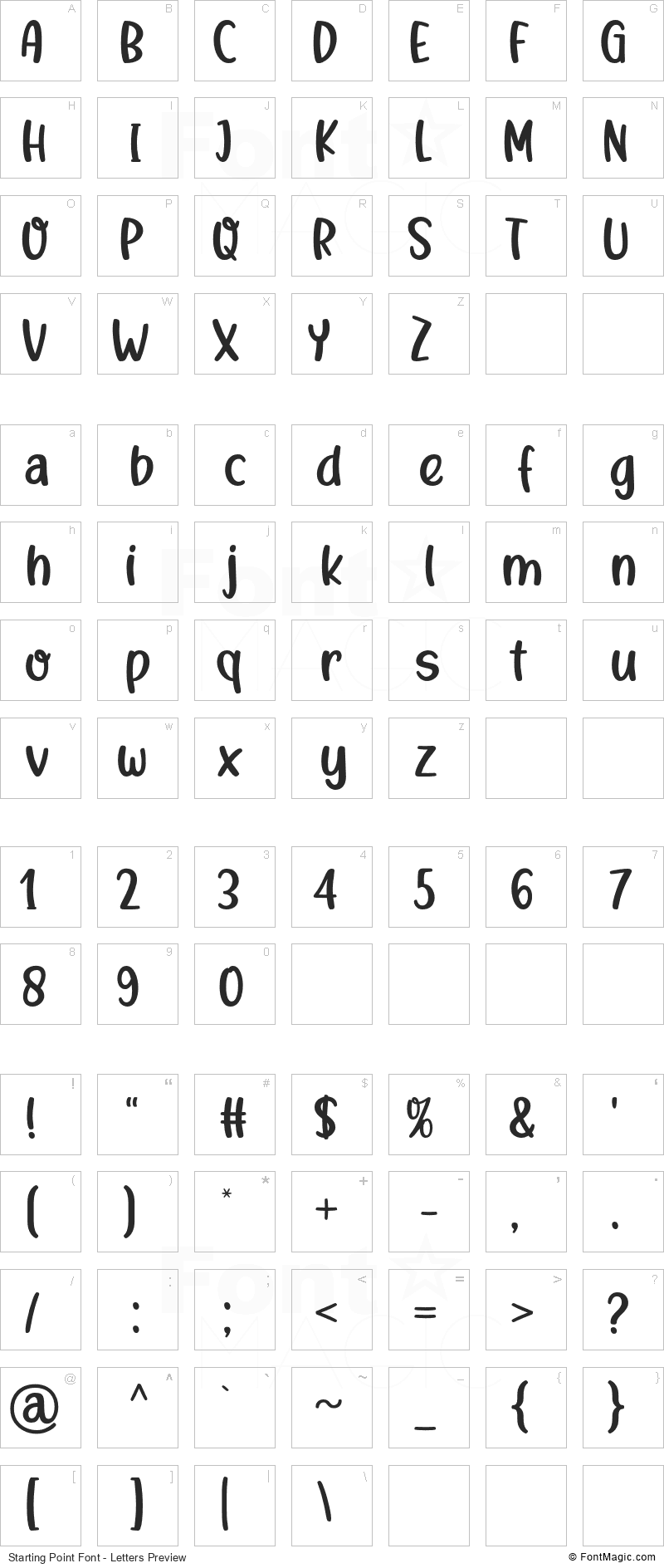 Starting Point Font - All Latters Preview Chart