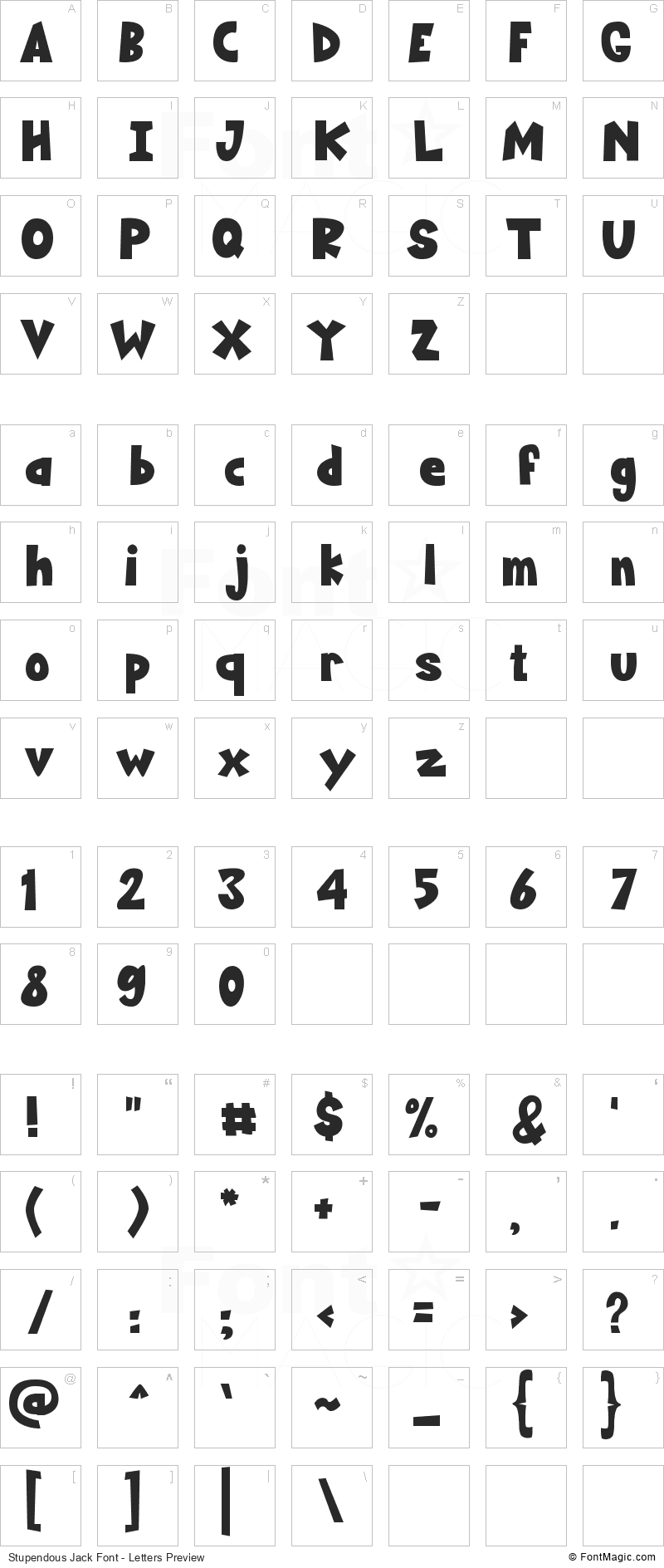 Stupendous Jack Font - All Latters Preview Chart
