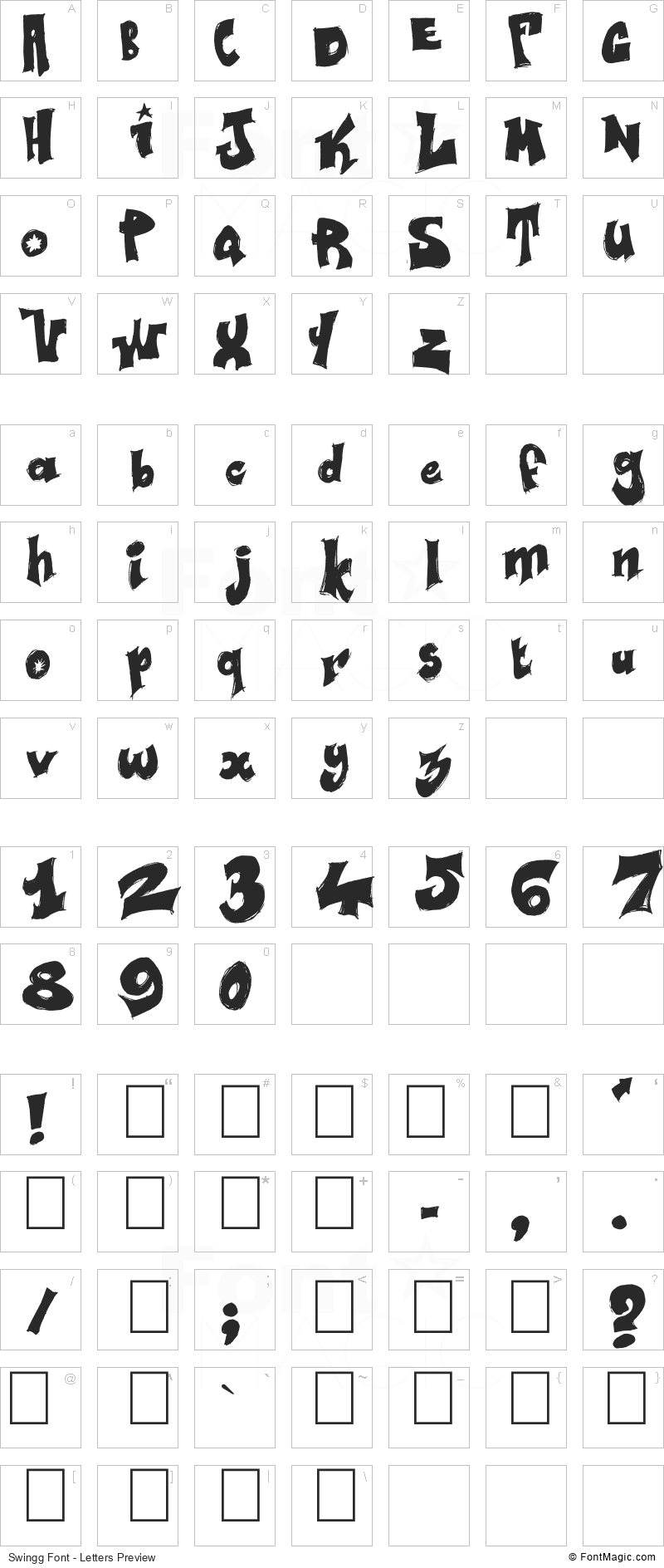 Swingg Font - All Latters Preview Chart