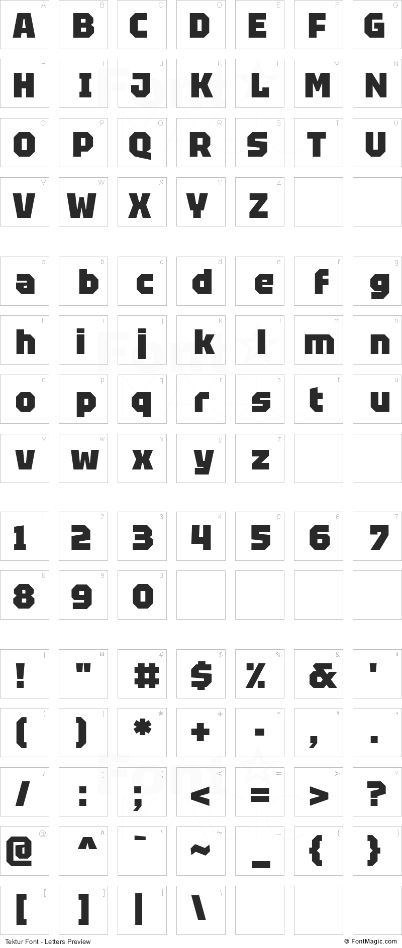 Tektur Font - All Latters Preview Chart