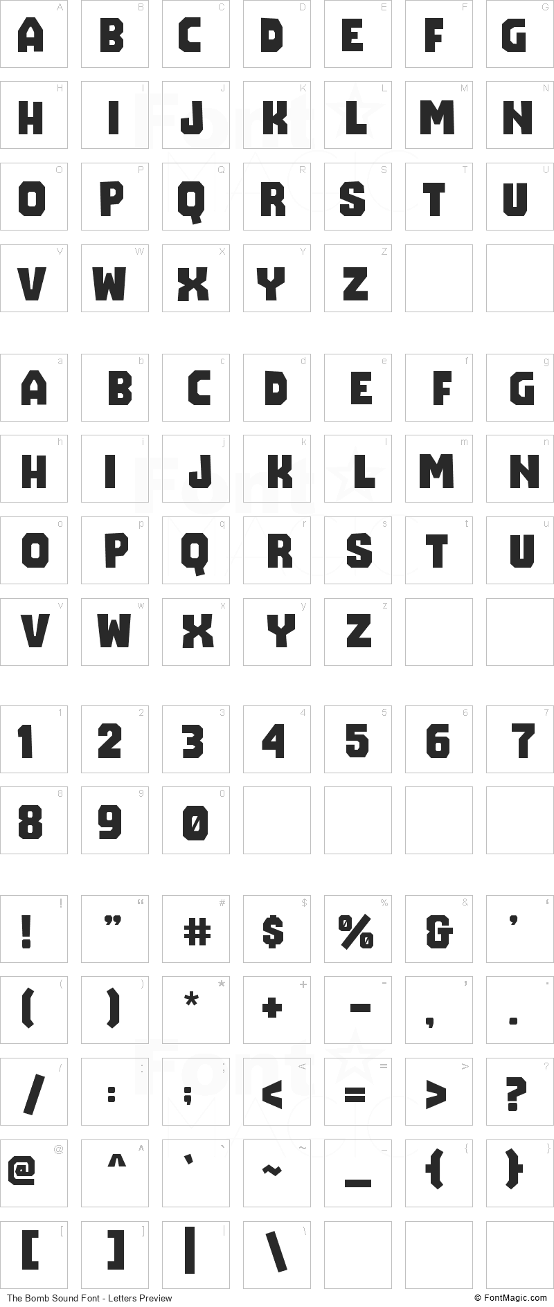 The Bomb Sound Font - All Latters Preview Chart