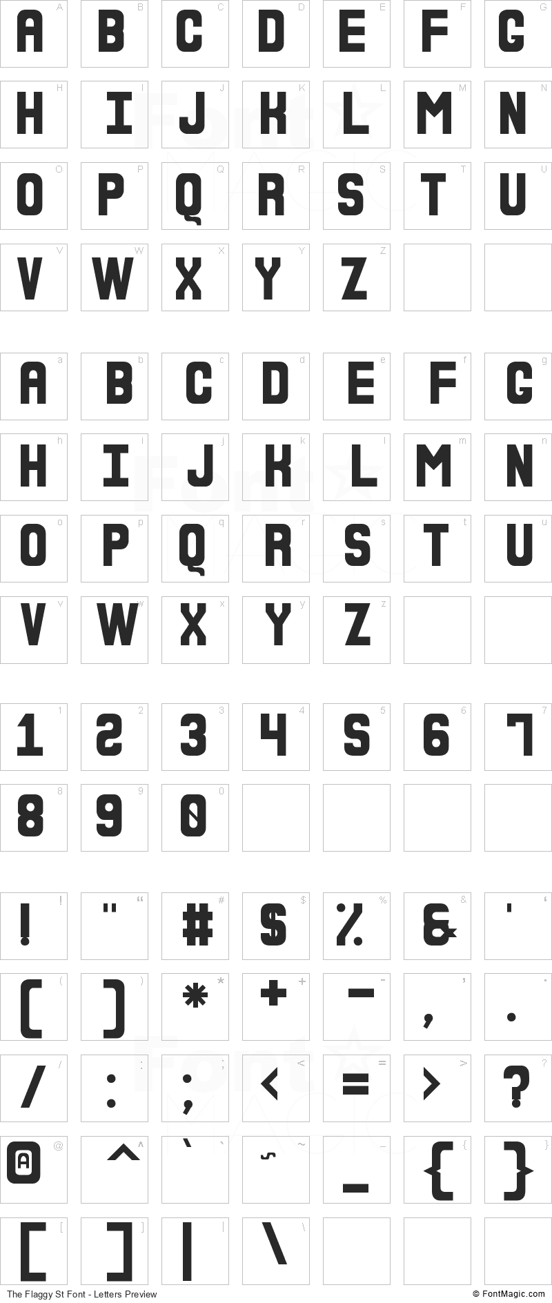 The Flaggy St Font - All Latters Preview Chart