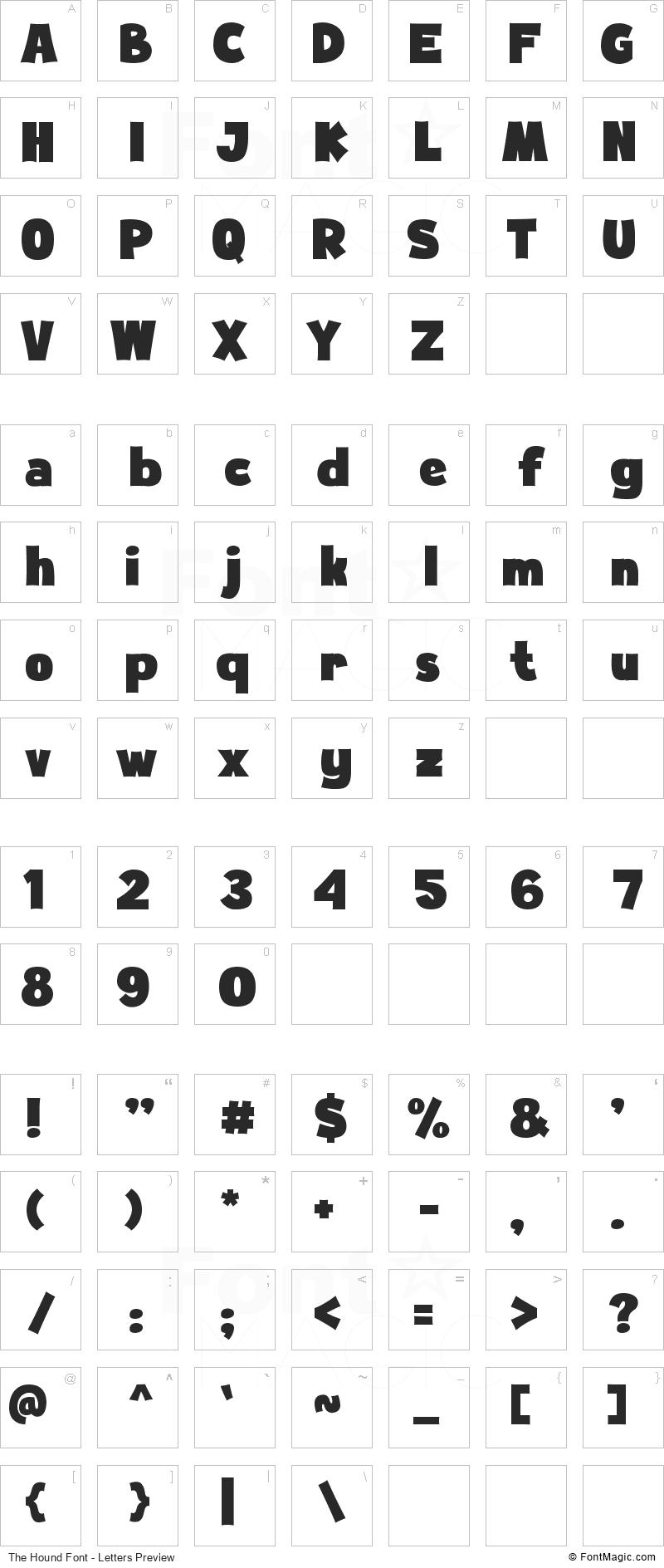 The Hound Font - All Latters Preview Chart