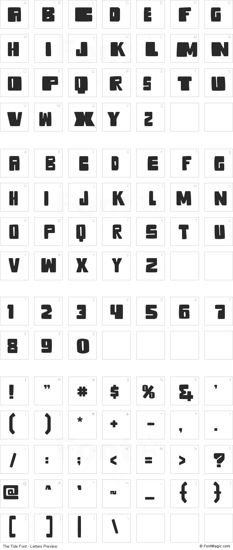 The Tide Font - All Latters Preview Chart