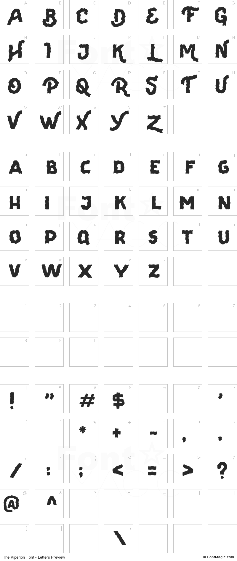 The Viperion Font - All Latters Preview Chart