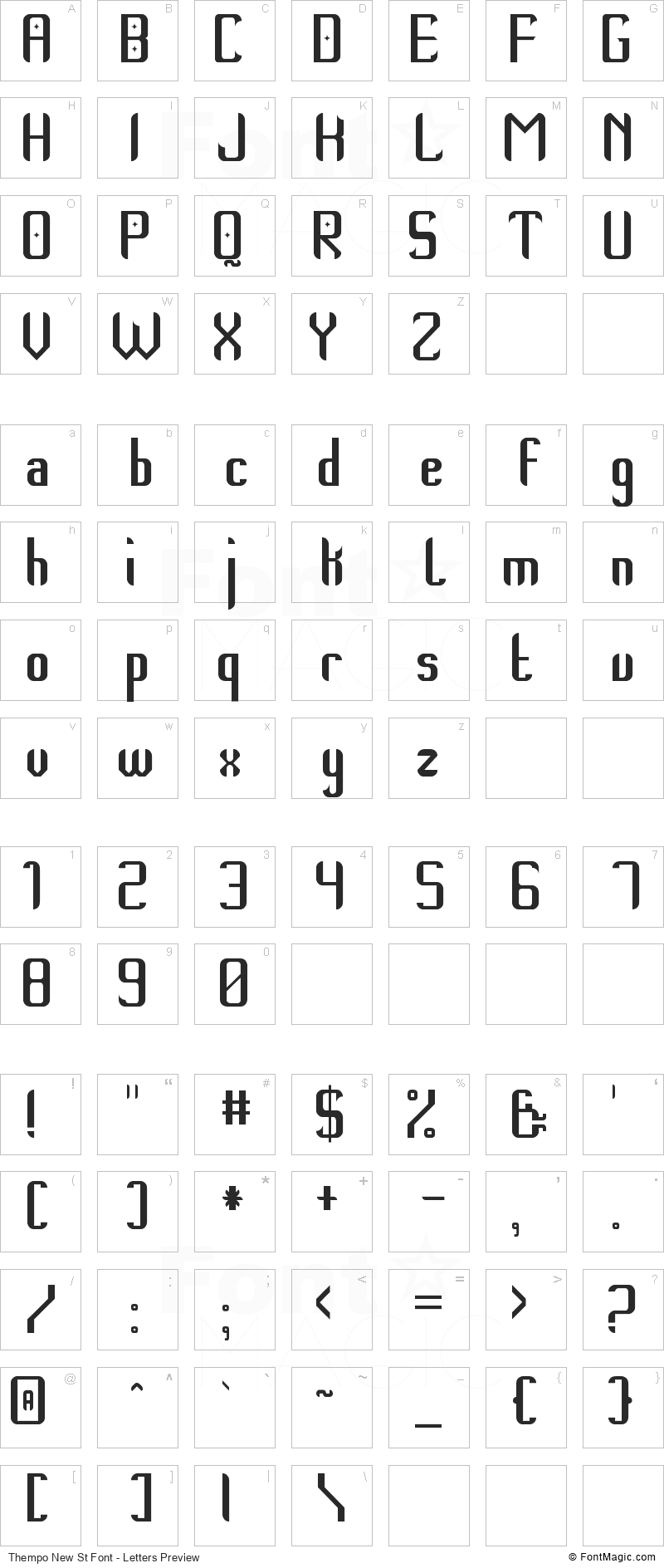 Thempo New St Font - All Latters Preview Chart