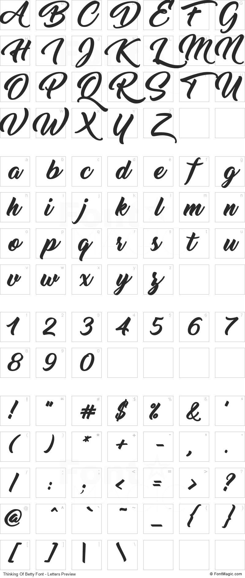 Thinking Of Betty Font - All Latters Preview Chart