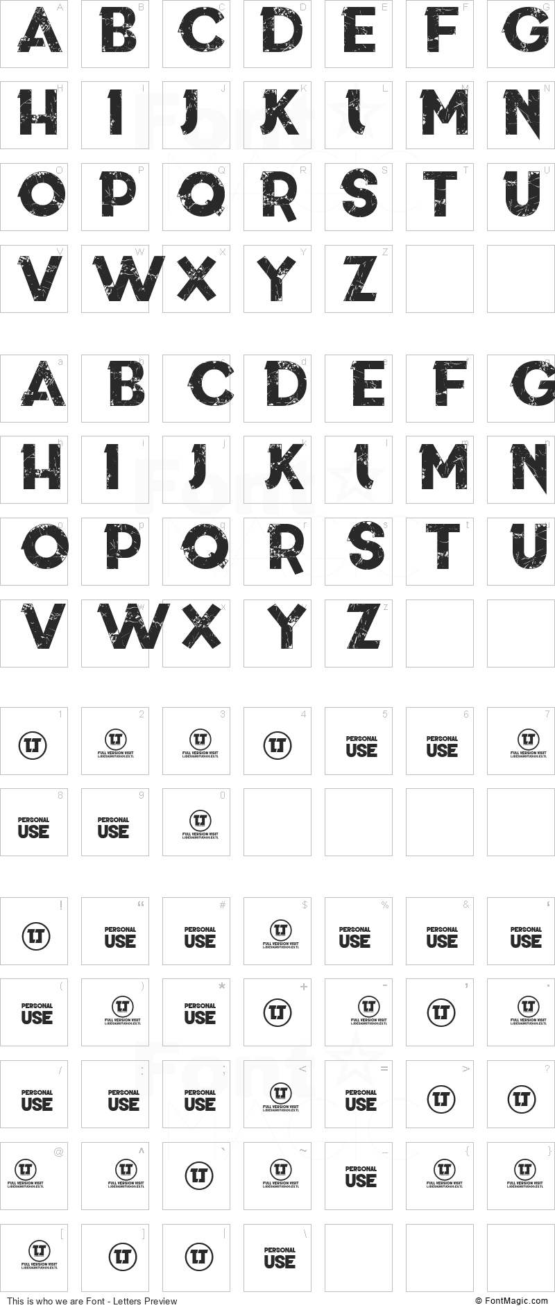 This is who we are Font - All Latters Preview Chart