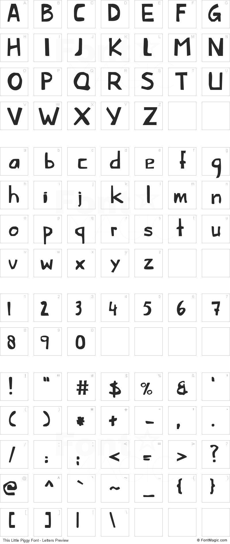 This Little Piggy Font - All Latters Preview Chart