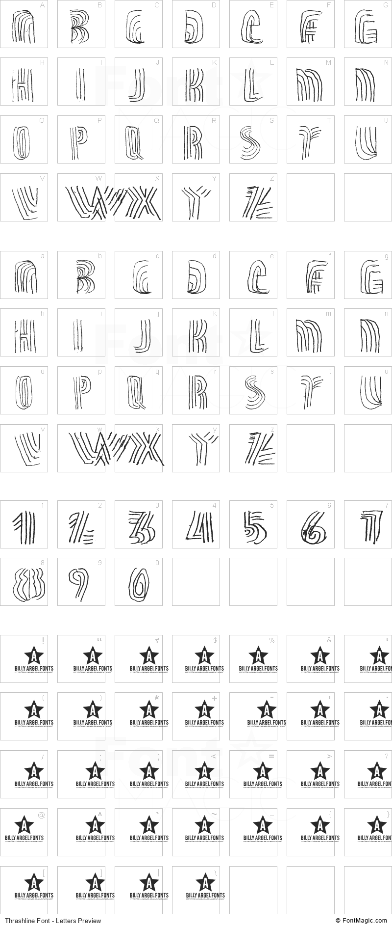 Thrashline Font - All Latters Preview Chart