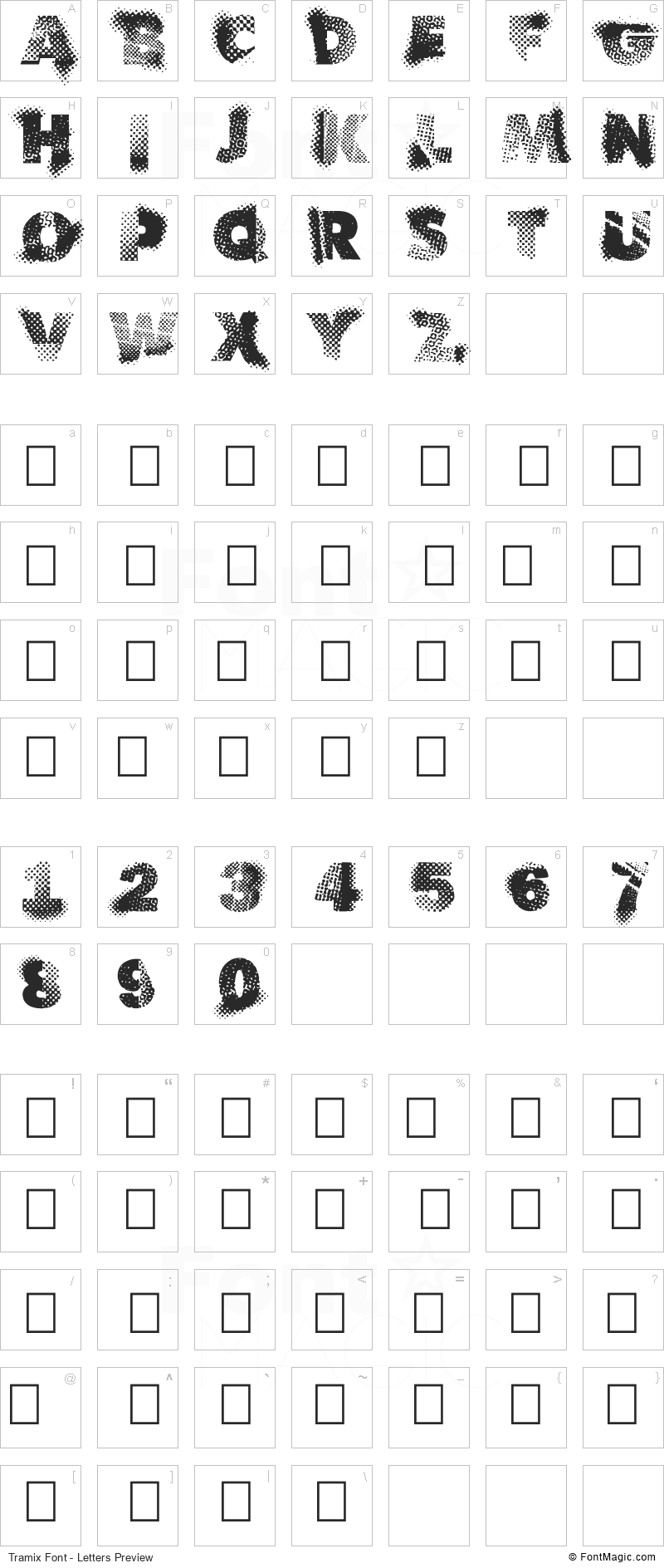 Tramix Font - All Latters Preview Chart