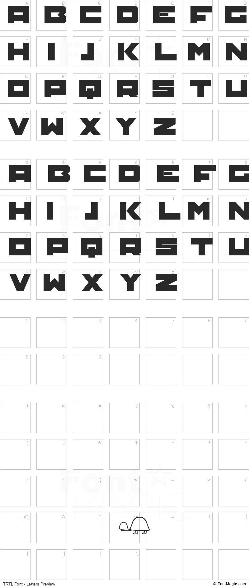 TRTL Font - All Latters Preview Chart