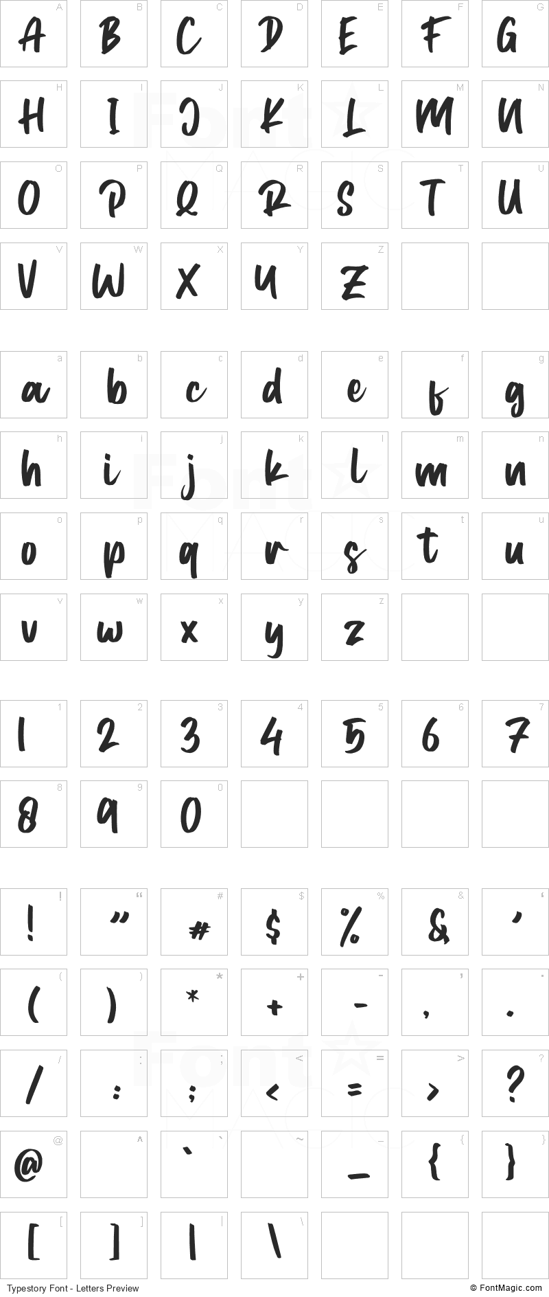 Typestory Font - All Latters Preview Chart