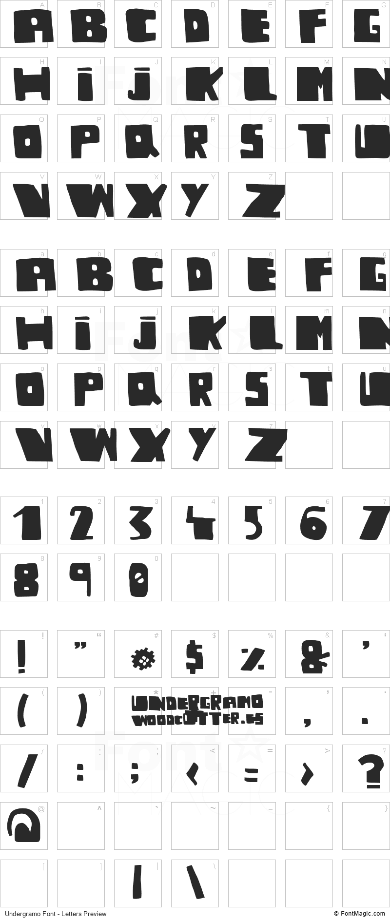 Undergramo Font - All Latters Preview Chart