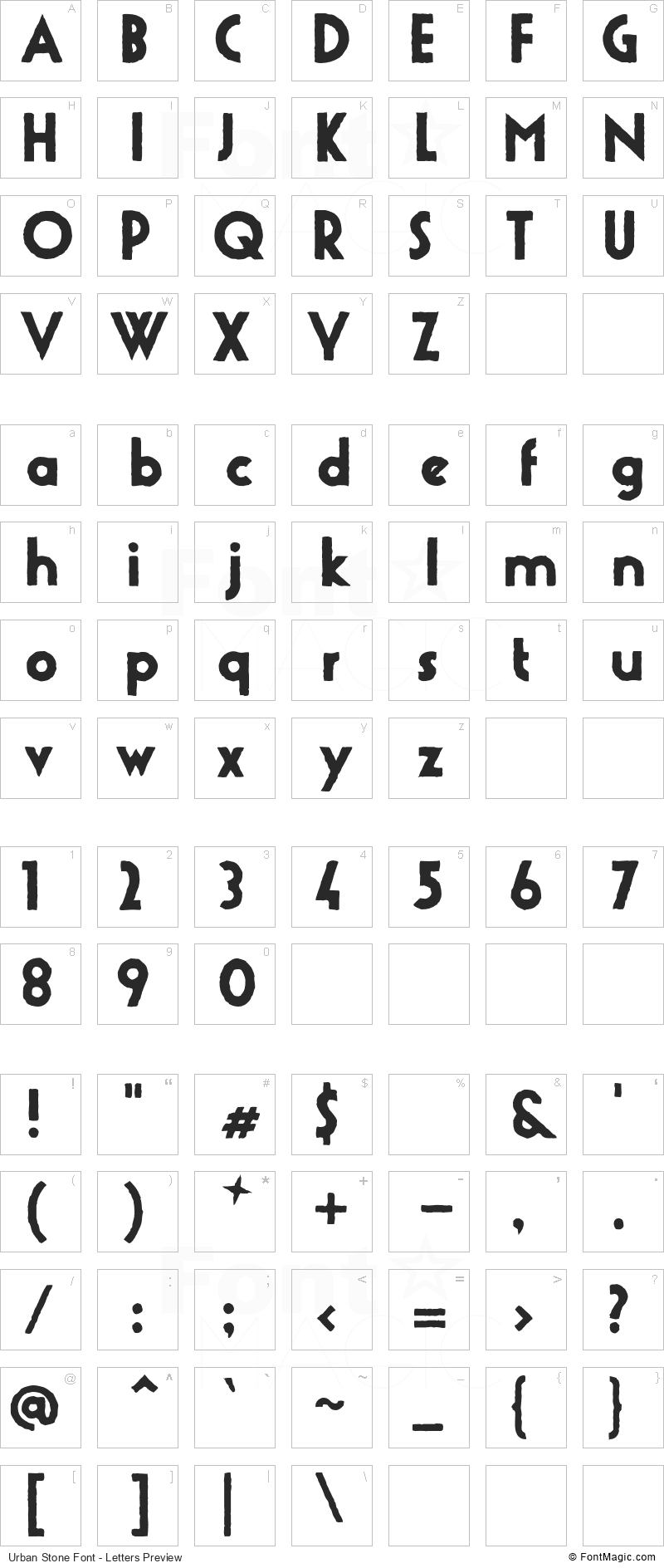 Urban Stone Font - All Latters Preview Chart