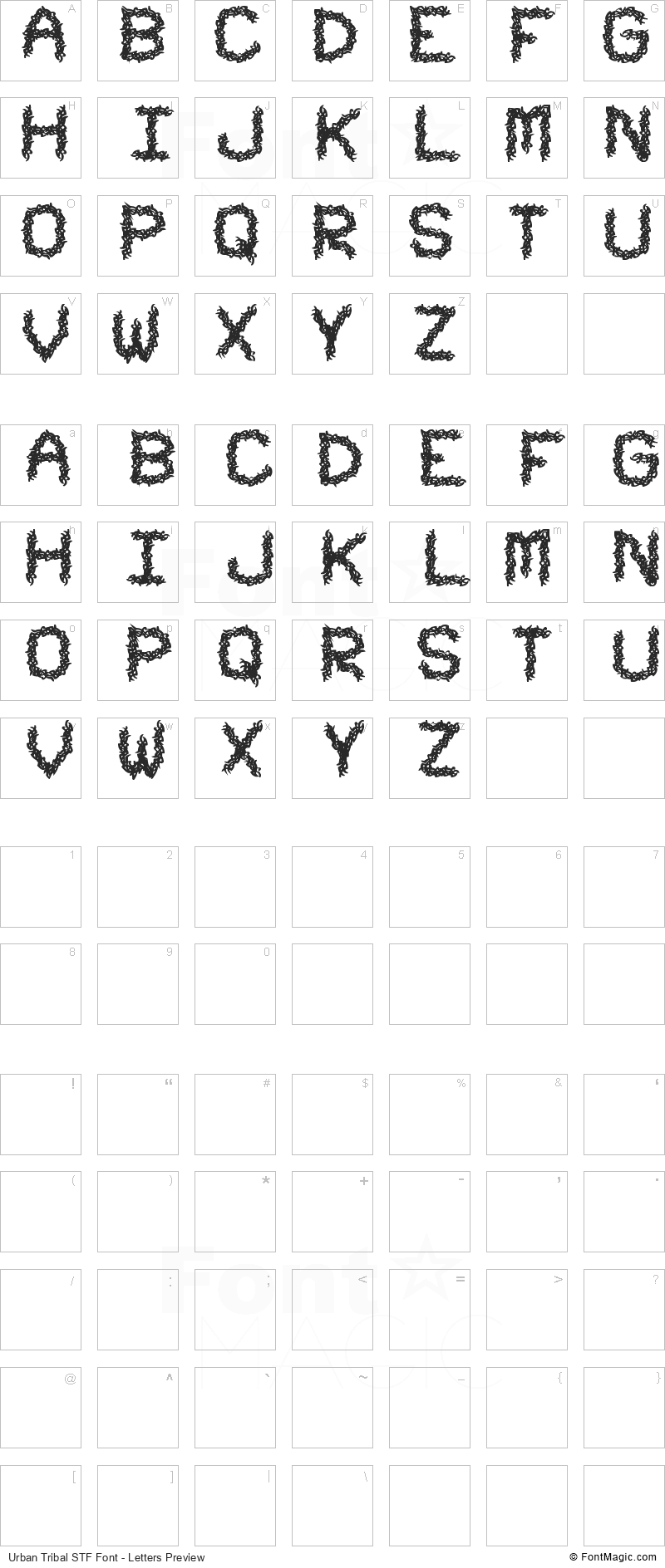 Urban Tribal STF Font - All Latters Preview Chart