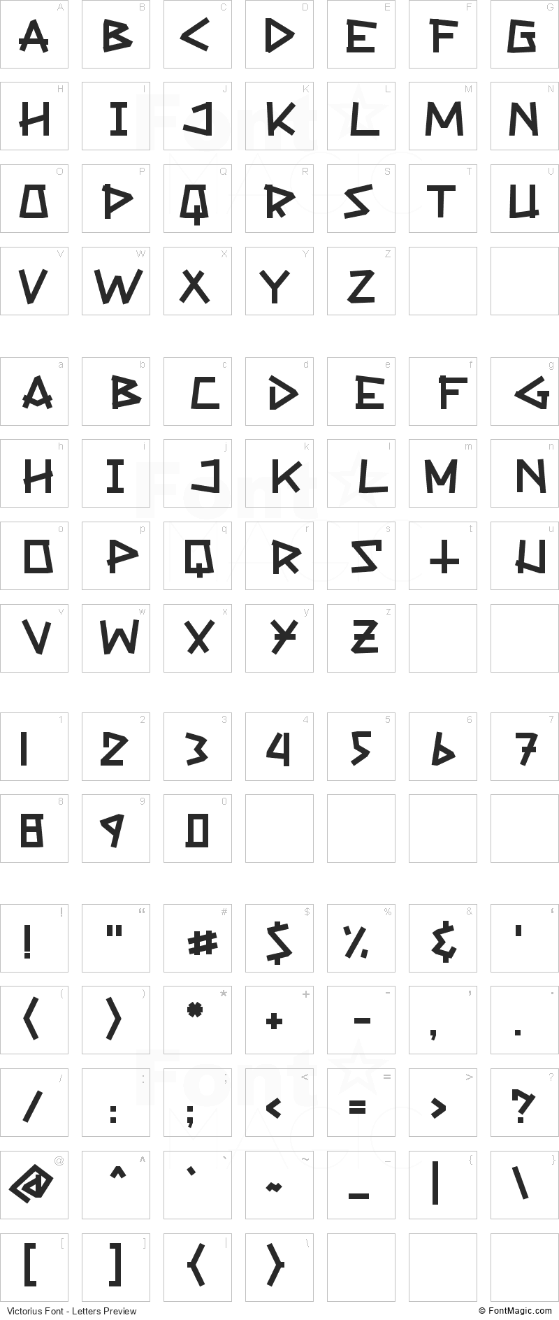Victorius Font - All Latters Preview Chart