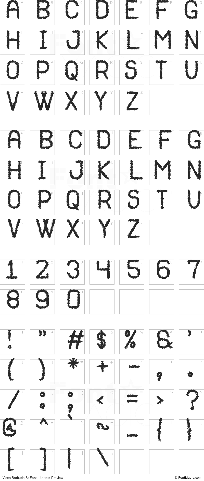 Viexa Barbuda St Font - All Latters Preview Chart