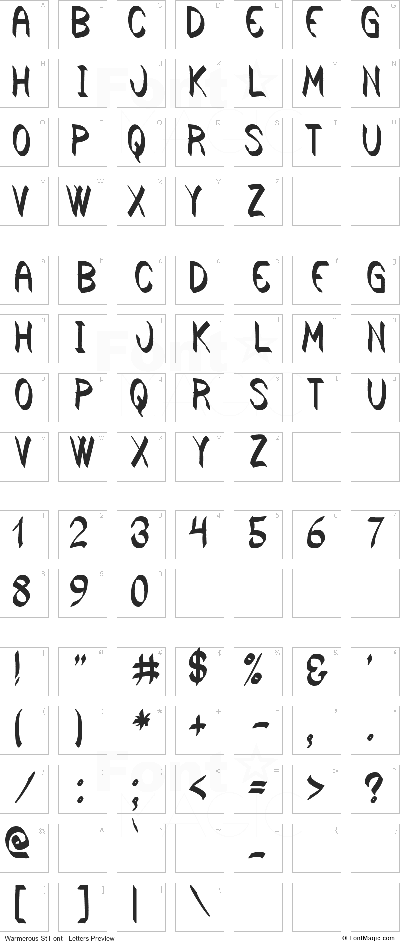 Warmerous St Font - All Latters Preview Chart