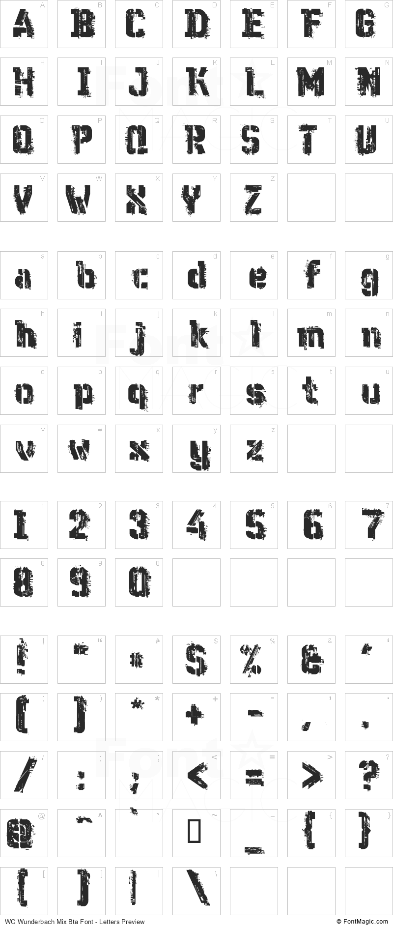 WC Wunderbach Mix Bta Font - All Latters Preview Chart