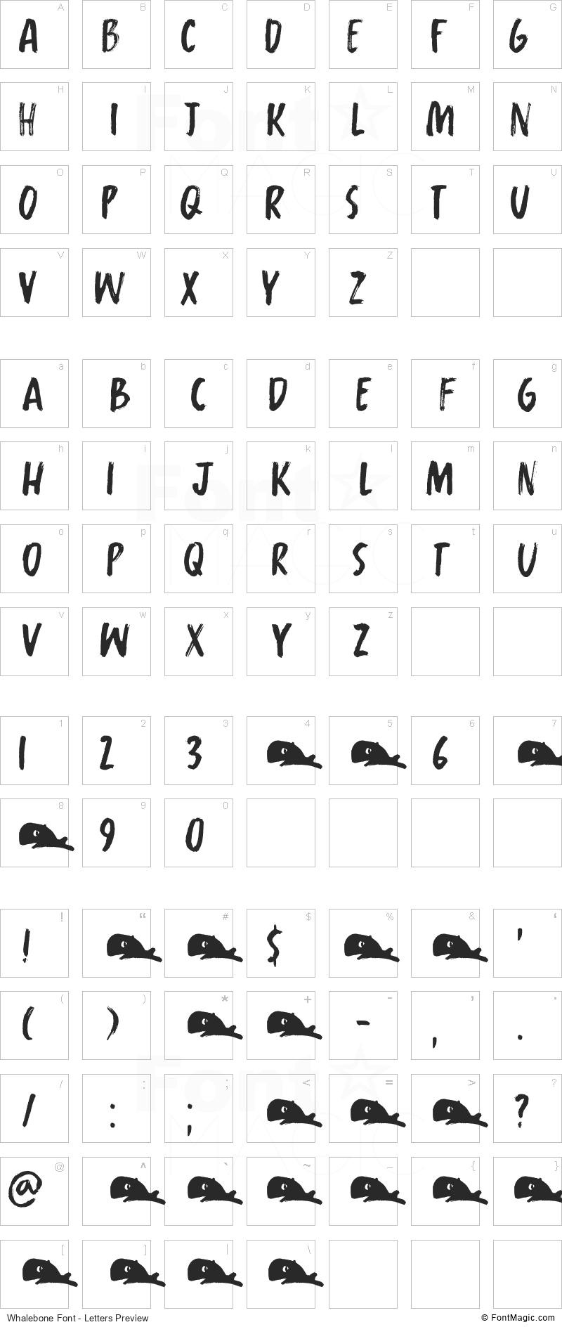 Whalebone Font - All Latters Preview Chart