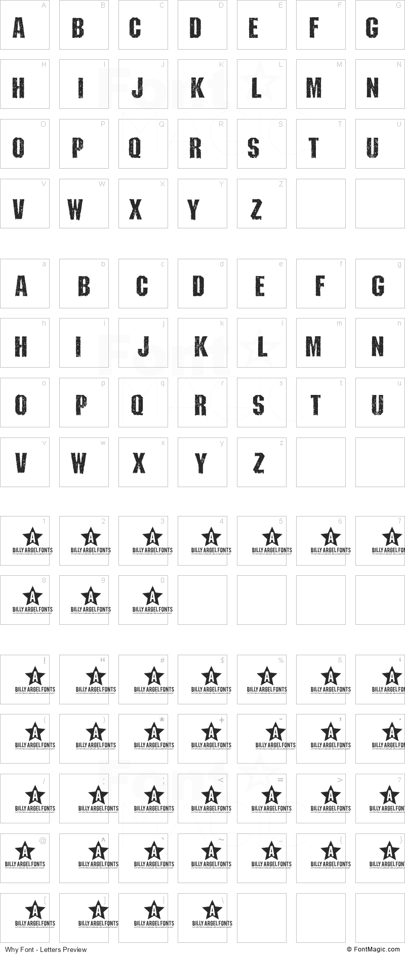Why Font - All Latters Preview Chart