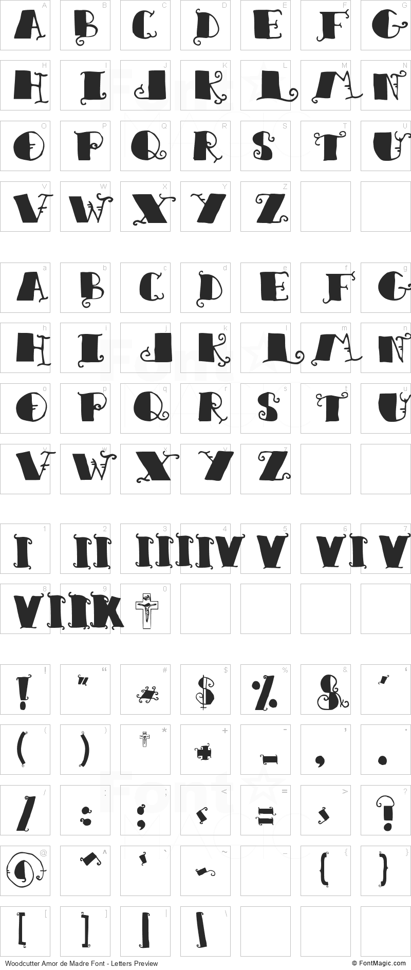 Woodcutter Amor de Madre Font - All Latters Preview Chart