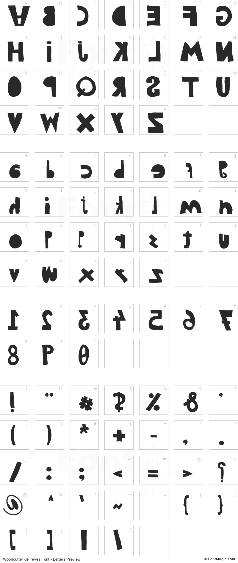 Woodcutter del reves Font - All Latters Preview Chart