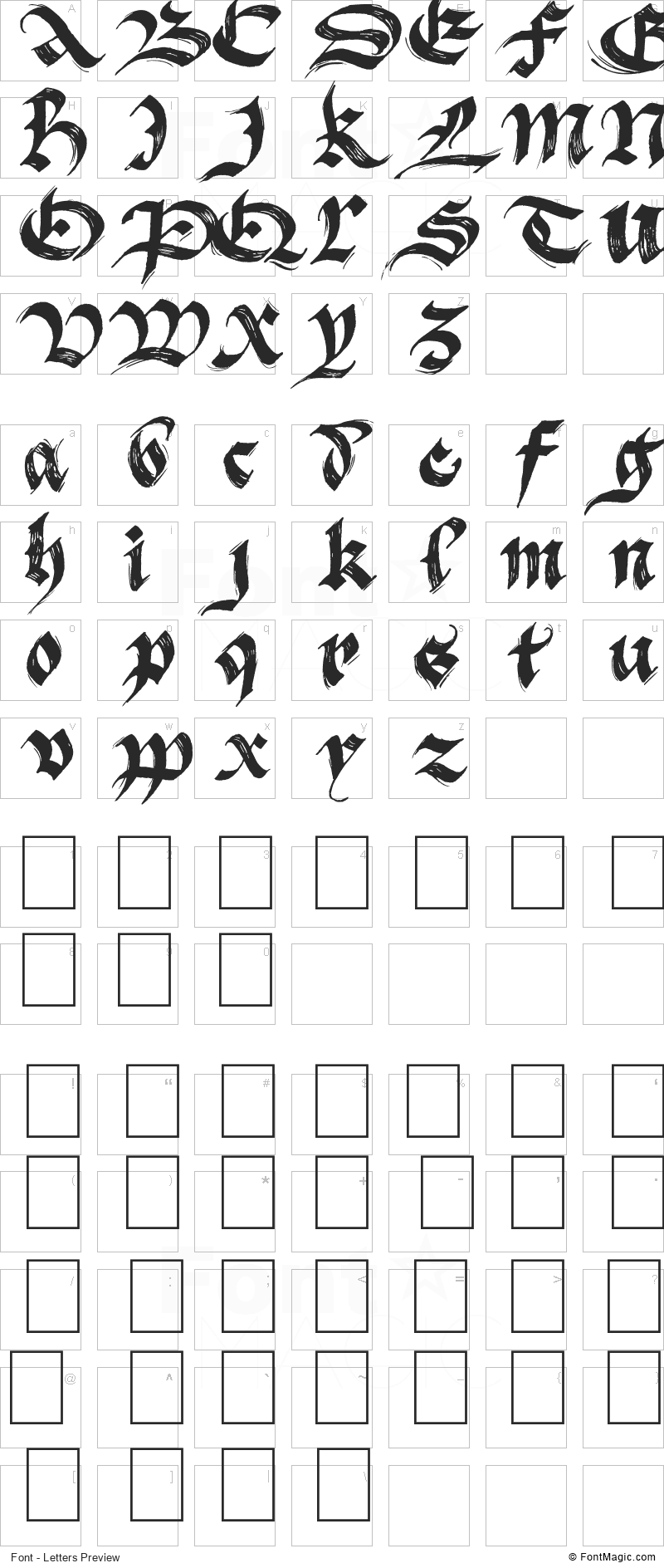 BlackFlag Font - All Latters Preview Chart