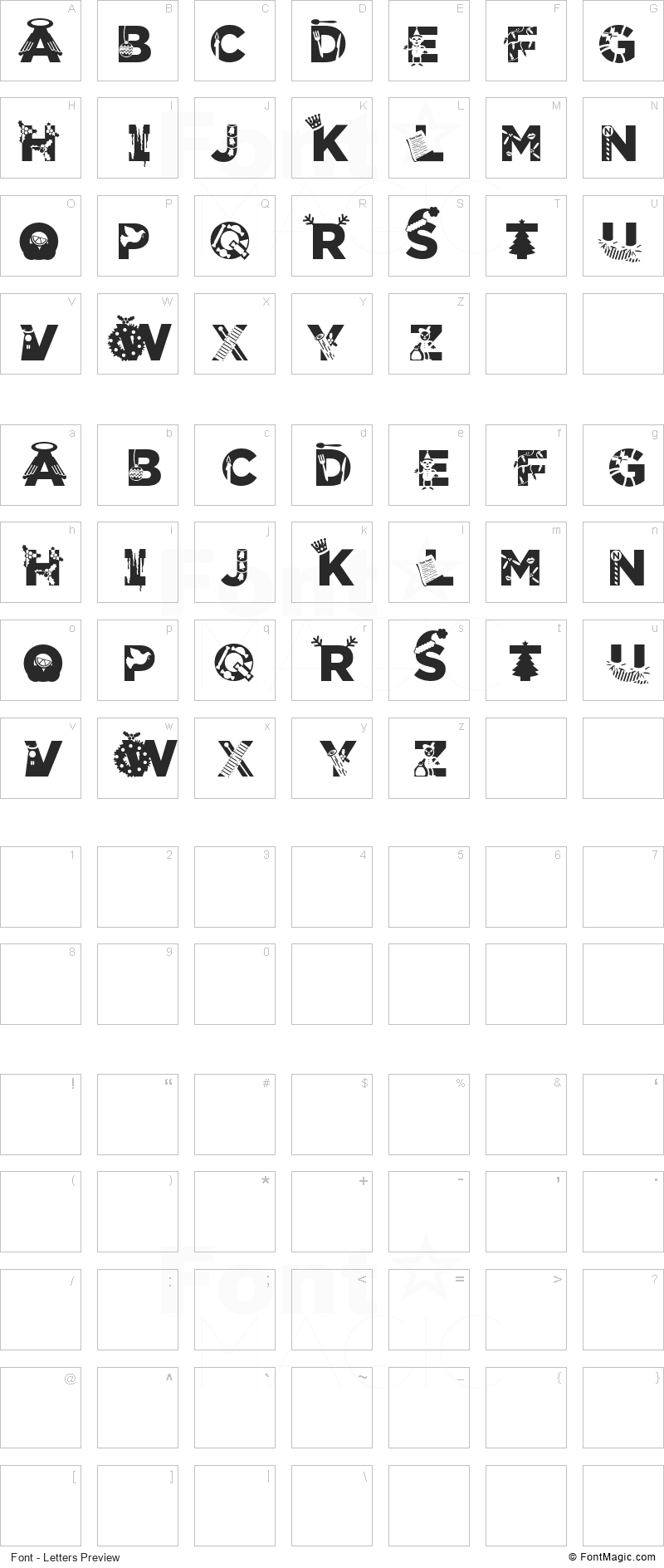 Christmabet Font - All Latters Preview Chart
